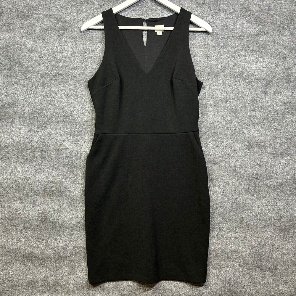 A New Day Sheath Dress Women's Black V-Neck Keyhole Sleeveless Cocktail - Medium